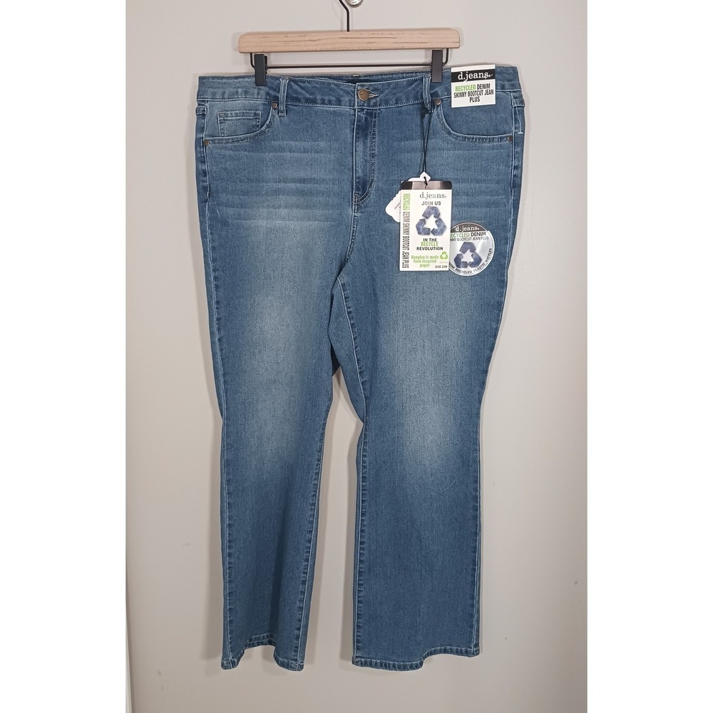 d.jeans 20W Bootcut Jeans Stretch Mid Rise Blue Denim Plus Size New